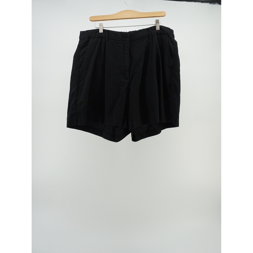Old Navy Black Linen Blend Pleated Relaxed Fit Shorts Minimalist Coastal XL